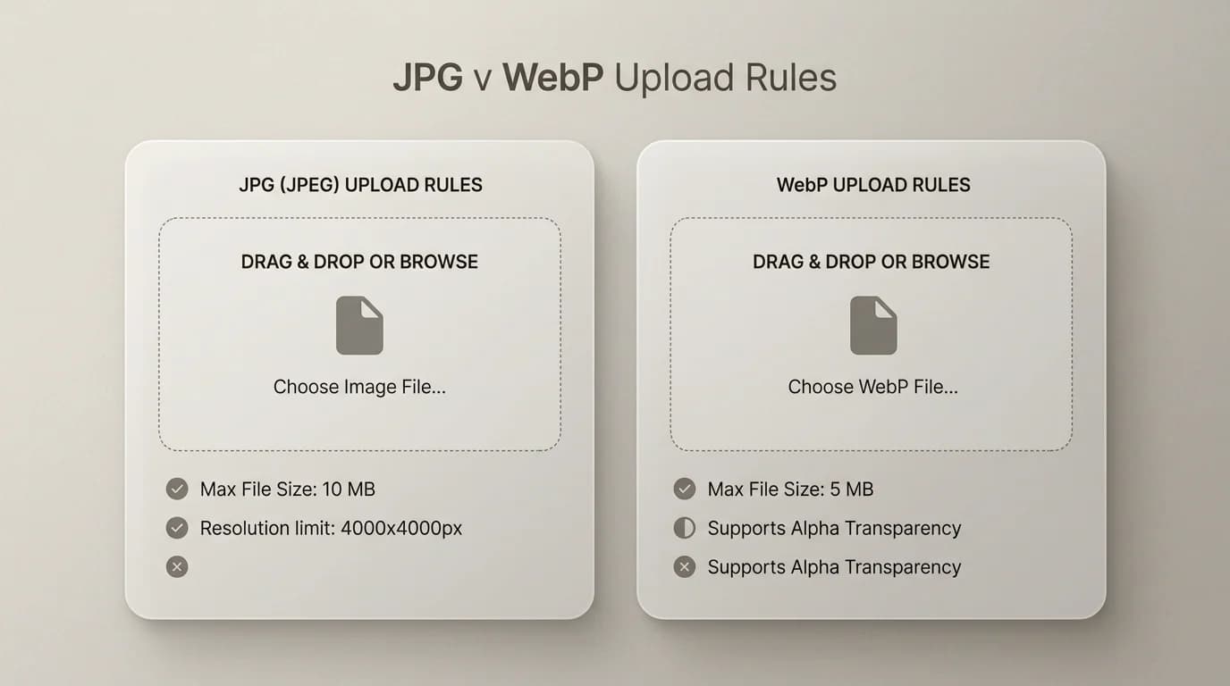 CMS upload panel showing accepted image types