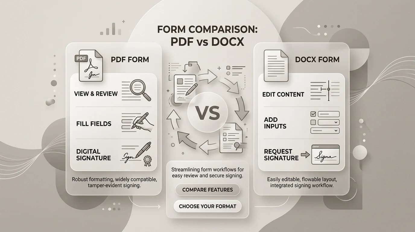 PDF forms compared with DOCX structured content