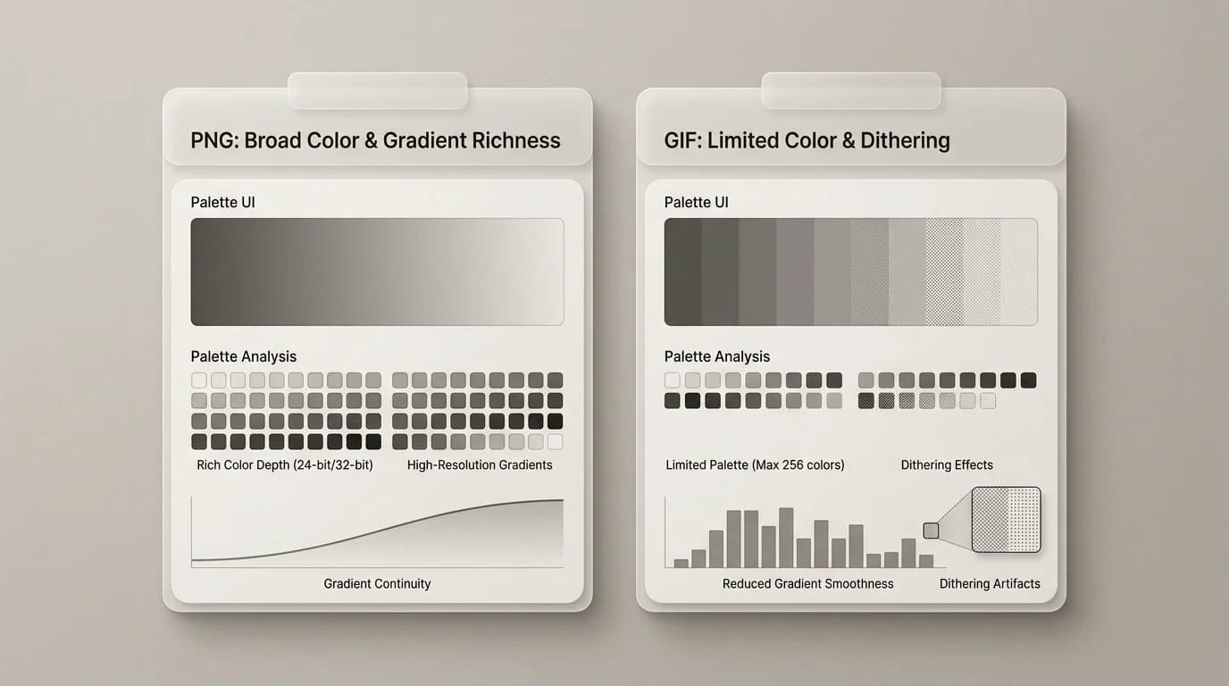 GIF palette limits versus smooth PNG gradient