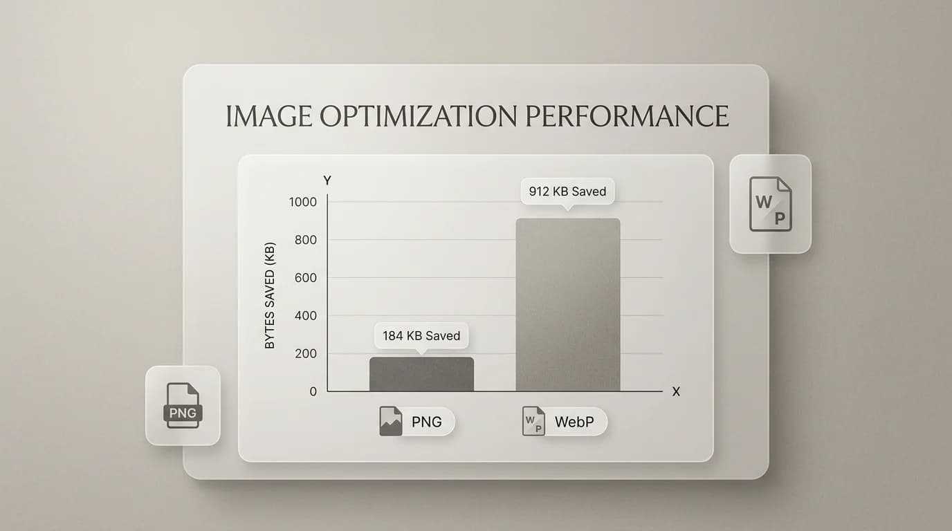 Chart comparing PNG and WebP file sizes