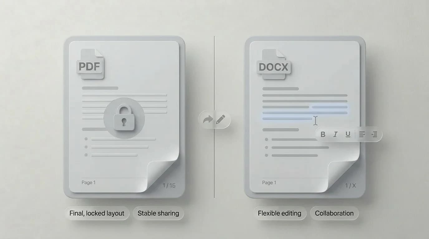 PDF fixed layout compared with editable document layout