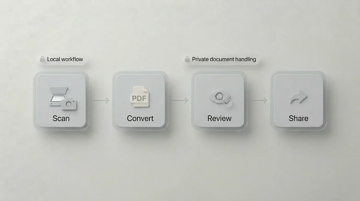 PDF conversion workflow from scan to shareable file