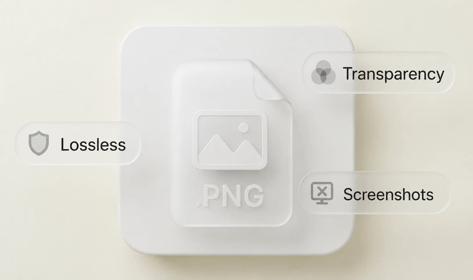 PNG file guide with transparent checkerboard and image format cards